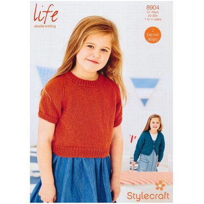 Girl's Simple Top and Cardigan in Stylecraft Life DK - 8904