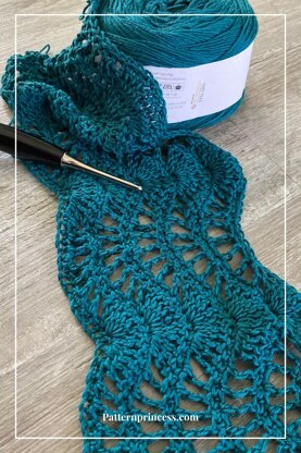 Abigail Crochet Sideways Shawl Feather and Fan Stitch