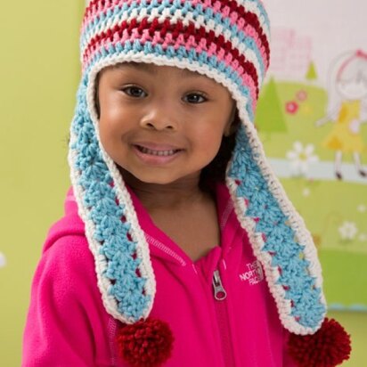 Snowy Day Earflap Hat in Red Heart With Love Solids - LW4341