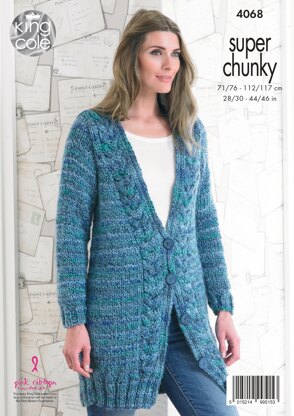 Jacket and Sweater in King Cole Super Chunky - 4068 - Downloadable PDF