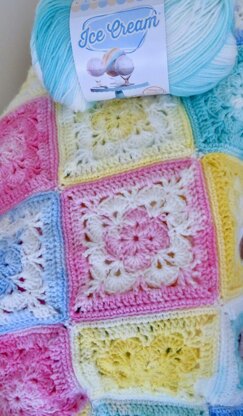 Pastel Shells Granny Square Baby Blanket