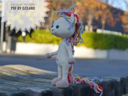 Crochet Pattern Amigurumi Rainbow the unicorn toy