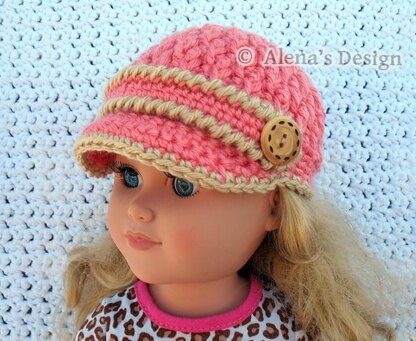 Two-Button Visor Hat for 18in Doll