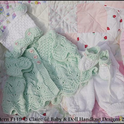 Lacy Spring Pram Suit 16-22” doll/prem-3m+ baby