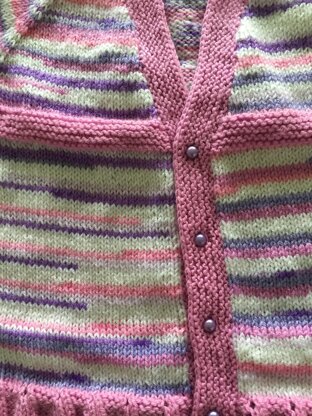 Child's Striped ‘V’ Neck Top Down Cardigan 2-10yrs