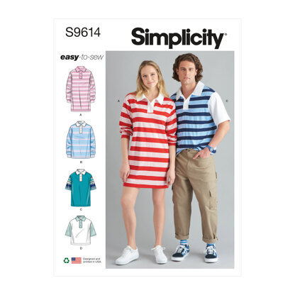 Simplicity Teens', Misses' and Men's Shirts S9614 - Paper Pattern, Size XXS-XS-S-M-L-XL-XXL