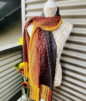 Dragonflies in Amber Scarf/Shawl