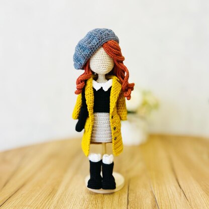 Amigurumi doll clothes, crochet doll clothes, autumn doll coat