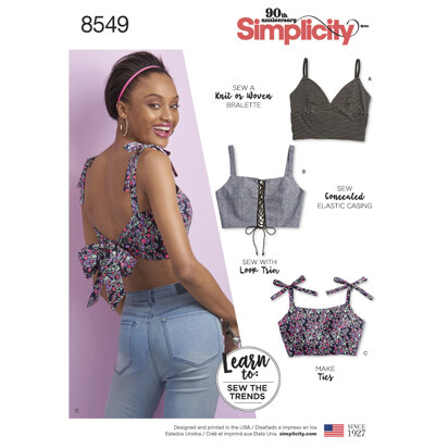 Simplicity Women’s' Bra Tops 8549 - Paper Pattern, Size A (XXS-XS-S-M-L-XL-XXL)