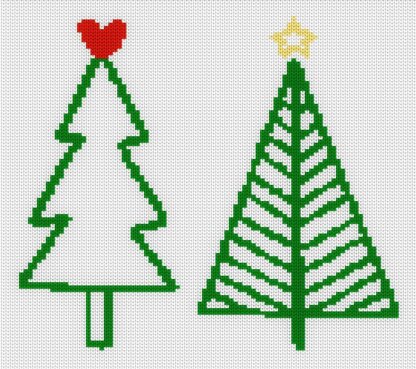 2 Christmas Trees Motif Intarsia Chart