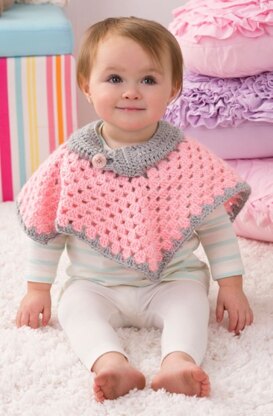 Sweet Baby Poncho in Red Heart Soft Baby Steps Solids - LW4138