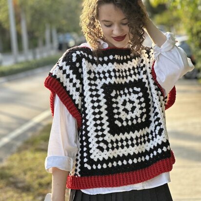 Black and white vest