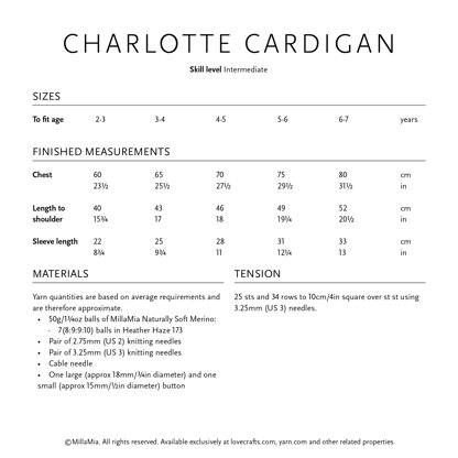 MillaMia Charlotte Cardigan PDF