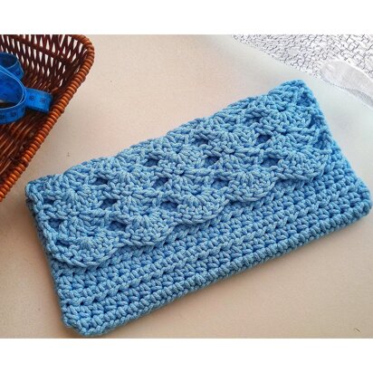 The sky blue crochet pouch