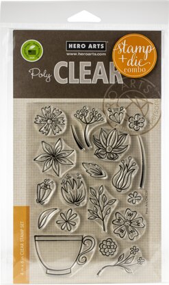 Hero Arts Clear Stamp & Die Combo - Teacup Flowers