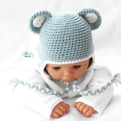 Earflap Teddy Bear Hat Crochet Pattern