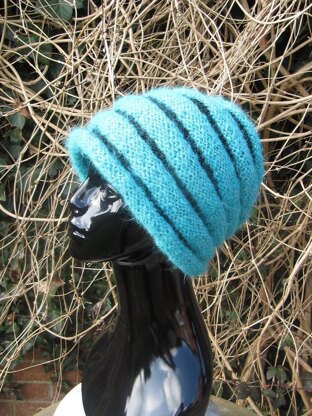 Chunky Roll Brim Stripey Beehive Slouch Hat