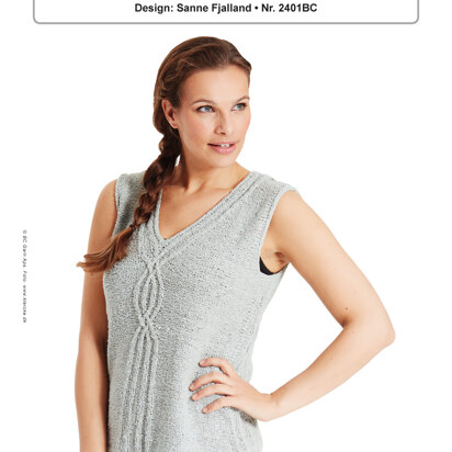 Rib Top with Cables in BC Garn Soft Silk - 2401BC - Downloadable PDF