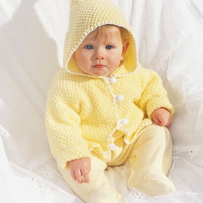 Hooded Baby Jacket in Bernat Softee Baby Solids - knitting pattern