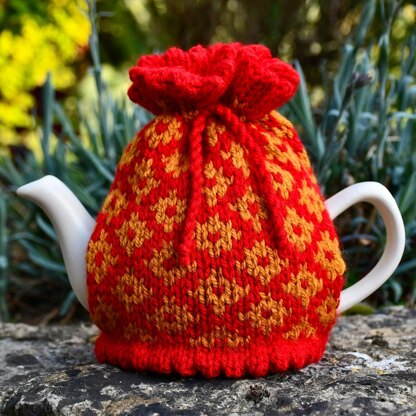 Diamond Fair Isle 2 Cup Teapot Cosy Knitting Pattern