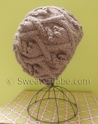 #134 Slouchy Trellis Cabled Hat