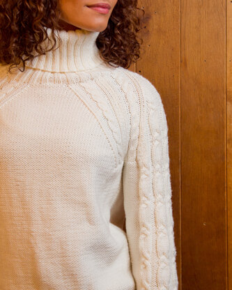 Tuva Cable Jumper - Knitting Pattern For Women in MillaMia Naturally Soft Aran by MillaMia