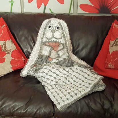 2in1 Woodland Bunny Rabbit Hooded Blanket Crochet Pattern