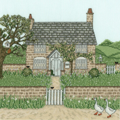 Bothy Threads Gardener's Cottage by Sally Swannell Cross Stitch Kit - 25 x 25cm - Multi