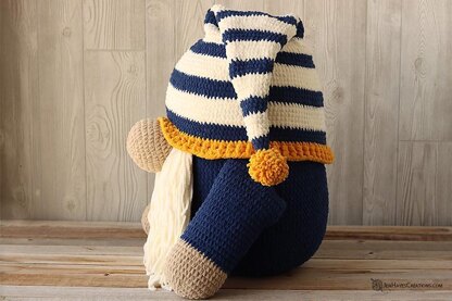 Large Sleepy Time Gnome with Moon & Star Pillows