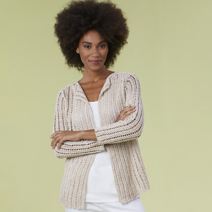 Oak Bluffs Cardigan - Knitting Pattern for Women in Tahki Yarns Cotton Classic Twist by Tahki Yarns