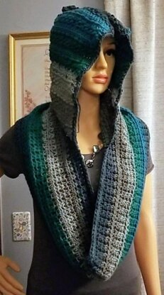 Hooded cowl infinity scarf