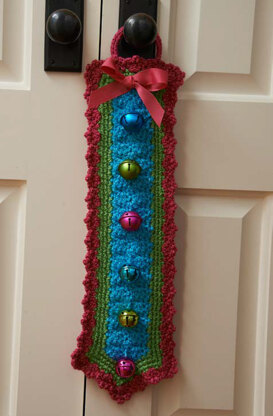 Jingle Bells Door Hanger in Red Heart Celebration - LW3687 - Downloadable PDF