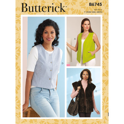 Butterick Damenwesten in fünf Stilen B6745 - Schnittmuster