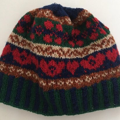 Hearts and Flowers Fair Isle Beanie