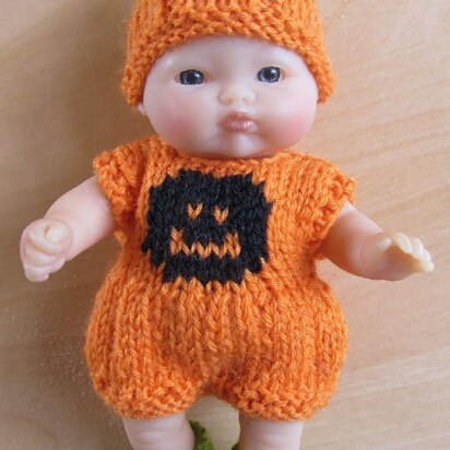 5" Berenguer Pumpkin Romper Set