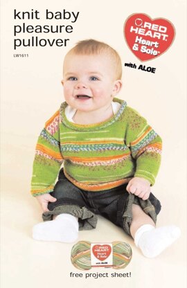 Knit Baby Pleasure Pullover in Red Heart Heart & Sole - LW1611