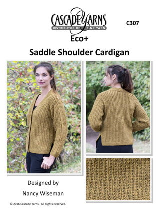 Saddle Shoulder Cardigan  in Cascade Yarns Eco+ - C307 - Downloadable PDF