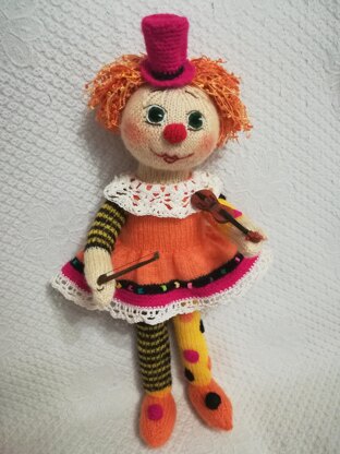 Knitting doll clown girl