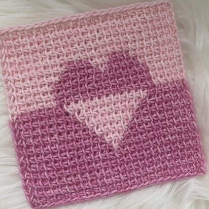 Tunisian Heart Coaster