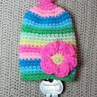 Flower key cozy - German free amigurumi crochet pattern