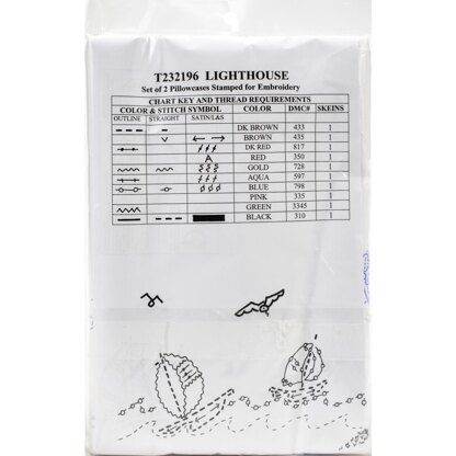 Tobin Stamped Pillowcase Pair 20in x 30in Lighthouse Embroidery Kit