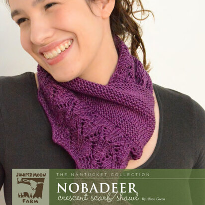 Nobadeer Crescent Scarf/Shawl in Juniper Moon Farm Findley DK