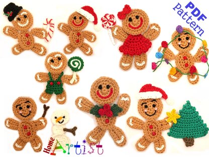 Gingerbread man Crochet applique pattern