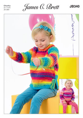 Kids Sweater and Tunic in James C. Brett Party Time Chunky - JB340 - Leaflet