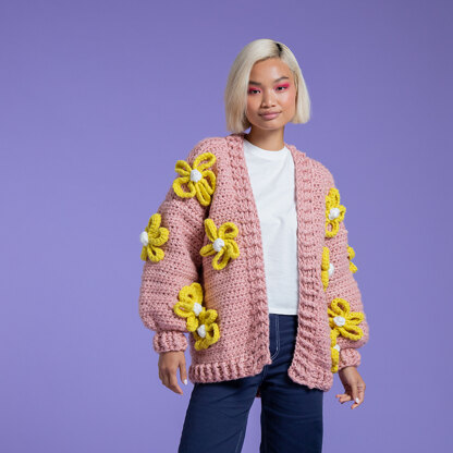 Sunshine and Daisies Cardigan - Free Tank Top Crochet Pattern for Women in Paintbox Yarns Wool Blend Super Chunky