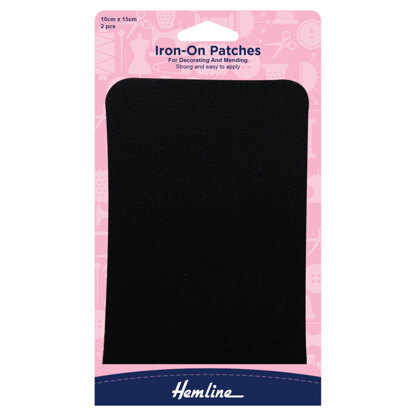 Hemline Cotton Twill Patches: Black - 10 x 15cm