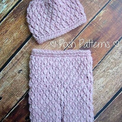 Faux Cable Baby Pants and Hat Set 294