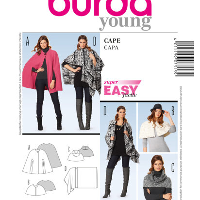 Burda Style Cape Sewing Pattern B7313 - Paper Pattern, Size 10-22