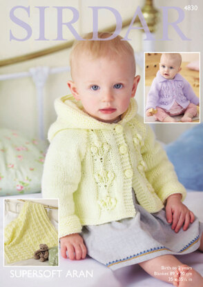 Hooded and Flat Collar Jackets and Blanket in Sirdar Supersoft Aran - 4830 - Downloadable PDF