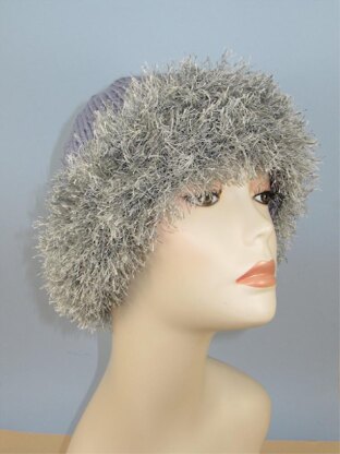 Faux Fun Fur Trim Beanie Hat